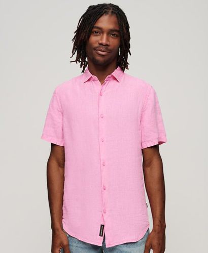 Men's Studios Casual Linen Shirt Pink / Fuchsia Pink - Size: S - Superdry - Modalova