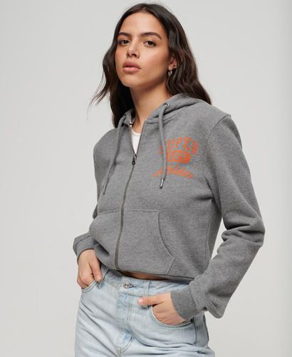 Women's Athletic Essentials Crop Zip Hoodie Dark Grey / Dark Grey Marl - Size: 12 - Superdry - Modalova