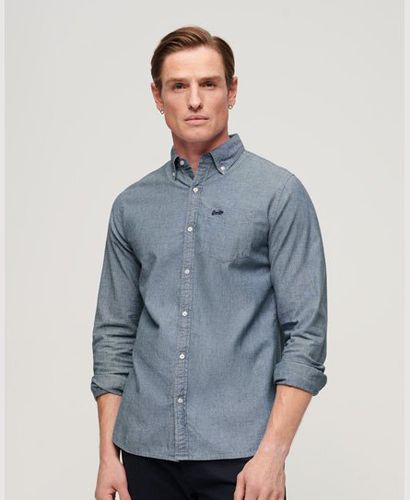 Men's Cotton Long Sleeve Oxford Shirt / Indigo Chambray - Size: S - Superdry - Modalova