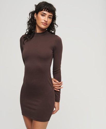 Women's High Neck Long Sleeve Jersey Mini Dress Brown / Puce Brown - Size: 8 - Superdry - Modalova