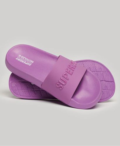 Women's Vegan Code Logo Pool Sliders Purple / Fluro Purple - Size: M - Superdry - Modalova