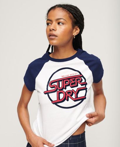 Women's Roller Graphic Baseball Mini T-Shirt White / Optic/Super Marine Navy - Size: 10 - Superdry - Modalova