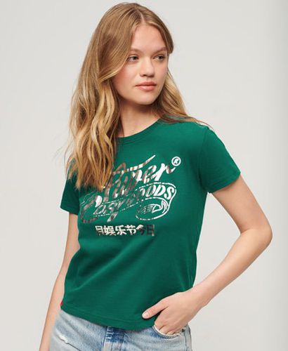 Women's Workwear Scripted Graphic T-Shirt Green / Storm Green - Size: 14 - Superdry - Modalova