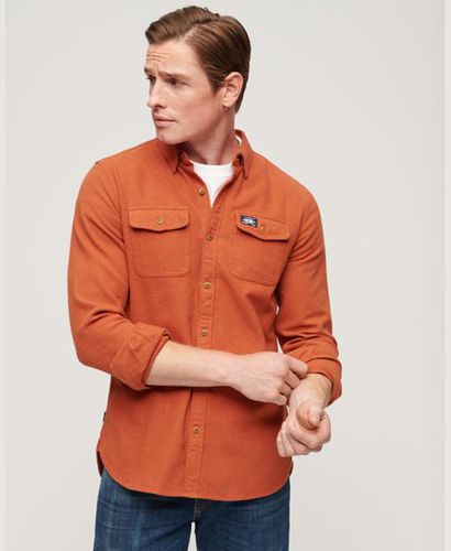 Men's Organic Cotton Trailsman Flannel Shirt Orange / Burnt Orange - Size: L - Superdry - Modalova