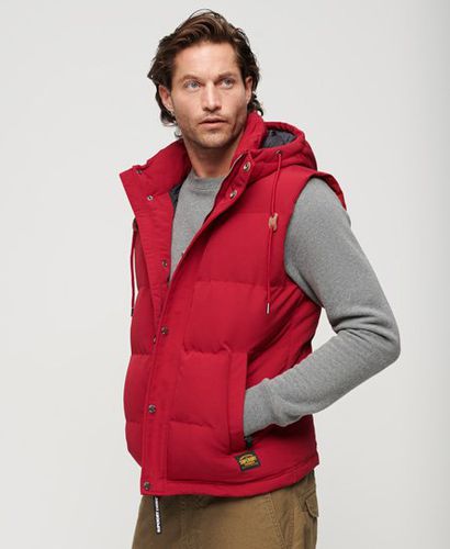 Men's Fully lined Hooded Everest Puffer Gilet, Red, Size: L - Superdry - Modalova