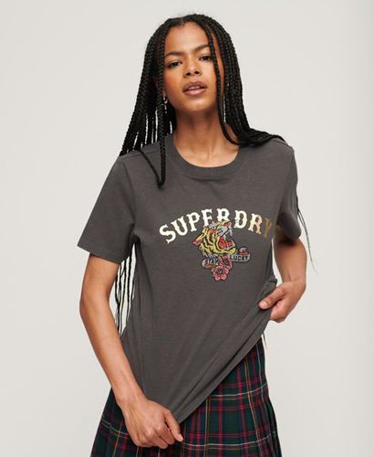 Women's Rhinestone Embellished T-Shirt Brown / Bison Black - Size: 10 - Superdry - Modalova