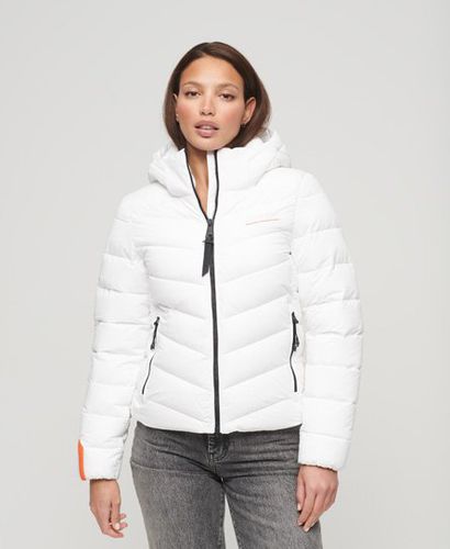 Women's Hooded Microfibre Padded Jacket / Optic - Size: 10 - Superdry - Modalova