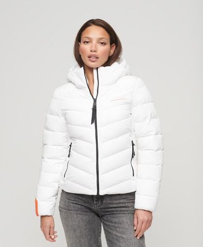 Women's Hooded Microfibre Padded Jacket White / Optic - Size: 16 - Superdry - Modalova
