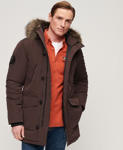 Men's Everest Faux Fur Hooded Parka Coat Brown / Dark Brown - Size: S - Superdry - Modalova