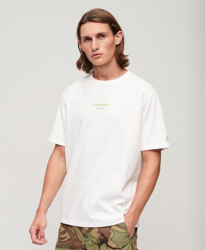 Men's Loose Fit Logo Print Sportswear T-Shirt, White, Size: XL - Superdry - Modalova