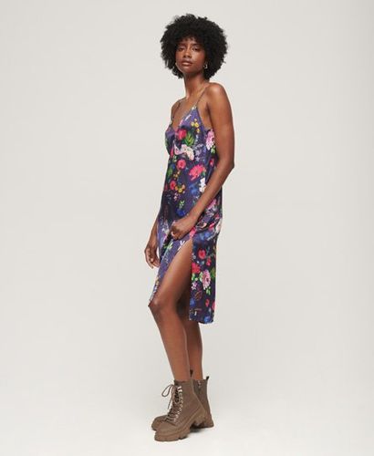 Women's Satin Cami Midi Dress Navy / Patrizia Floral Navy - Size: 16 - Superdry - Modalova