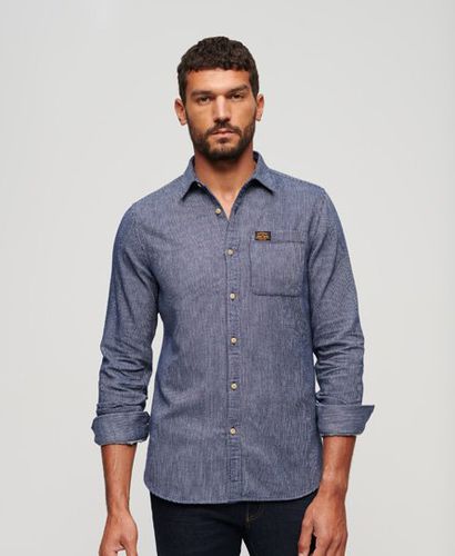 Men's Cotton Workwear Long Sleeve Shirt / Indigo Dobby Stripe - Size: M - Superdry - Modalova