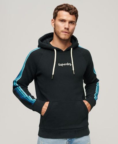 Men's Classic Stripe Terrain Sleeve Logo Hoodie, Navy Blue and White, Size: S - Superdry - Modalova