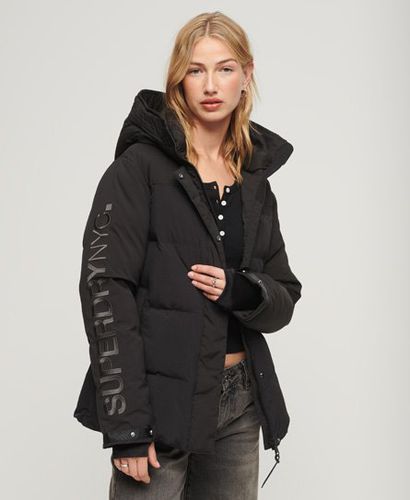 Women's Hooded City Padded Wind Parka Jacket Black - Size: 10 - Superdry - Modalova