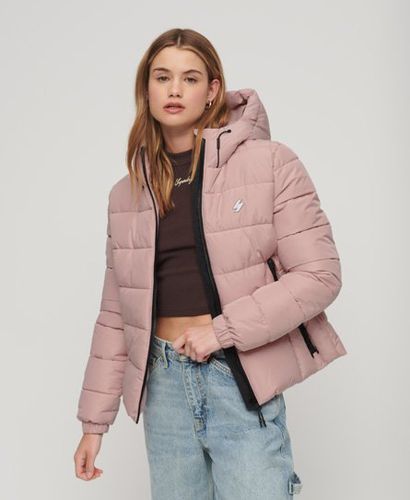 Women's Brand Embroidered Hooded Spirit Sports Puffer Jacket, Pink, Size: 12 - Superdry - Modalova