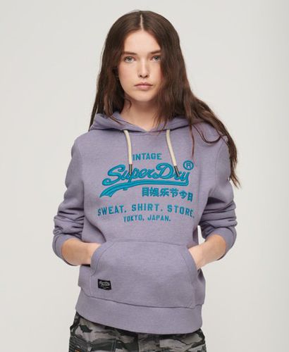 Women's Classic Embroidered Neon Vintage Logo Hoodie, Purple, Size: 10 - Superdry - Modalova