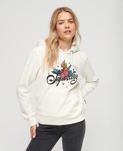 Women's Tattoo Script Graphic Hoodie Cream - Size: 12 - Superdry - Modalova