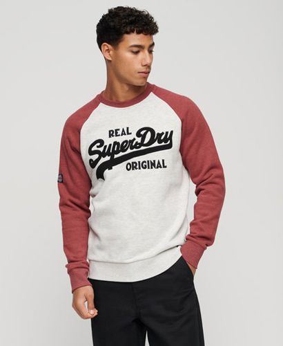 Men's Athletic Vintage Logo Raglan Crew Sweatshirt Red / Glacier Grey Marl/Rhubarb Marl - Size: XL - Superdry - Modalova