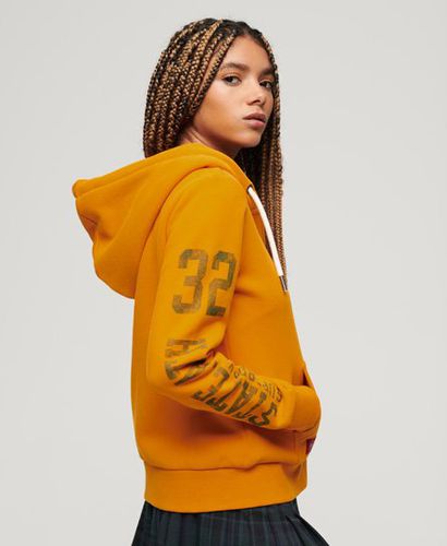 Women's Athletic College Zip Up Hoodie Gold / Track Gold - Size: 10 - Superdry - Modalova