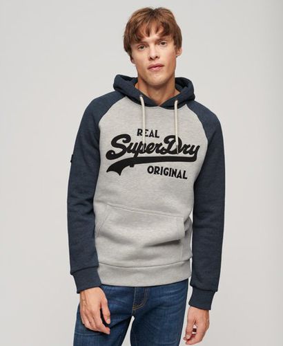 Men's Athletic Vintage Logo Raglan Hoodie Grey / Glacier Grey Marl/Bright Blue Marl - Size: M - Superdry - Modalova