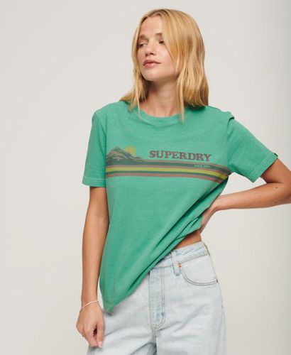 Women's Outdoor Stripe Graphic T-Shirt Green / Cool Green Marl - Size: 6 - Superdry - Modalova