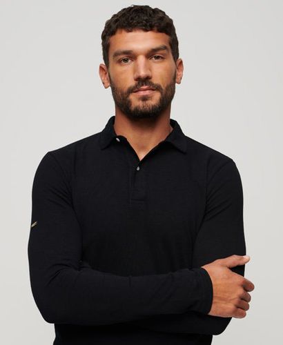 Men's Studios Long Sleeve Jersey Polo Shirt Black - Size: S - Superdry - Modalova