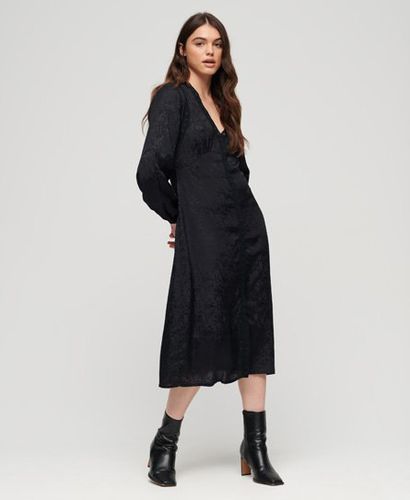Women's Lace Trim Midi Dress Black / Urban Black - Size: 14 - Superdry - Modalova