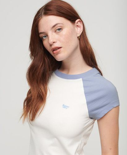 Women's Organic Cotton Essential Logo Raglan T-Shirt Blue / Off White/Rich Blue - Size: 10 - Superdry - Modalova