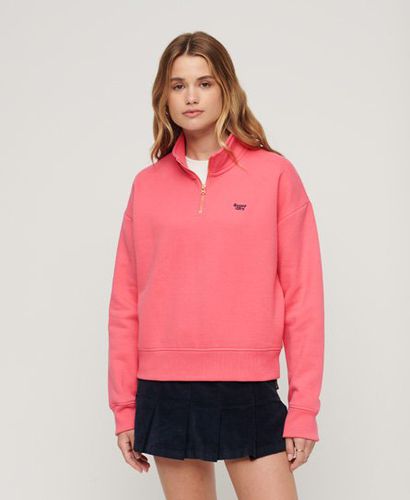 Women's Vintage Logo Embroidered Half Zip Sweatshirt Pink / Camping Pink - Size: 12 - Superdry - Modalova