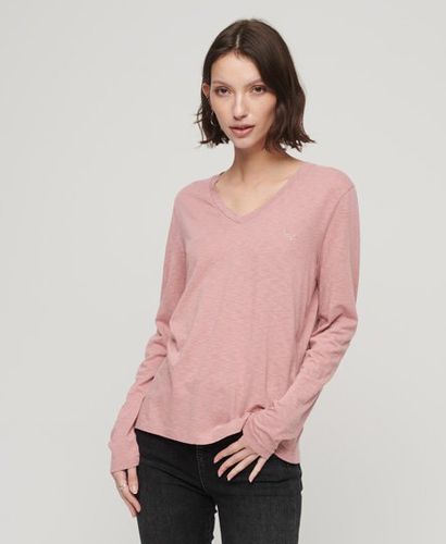 Women's Long Sleeve Jersey V-Neck Top Pink / Mesa Rose Pink - Size: 10 - Superdry - Modalova