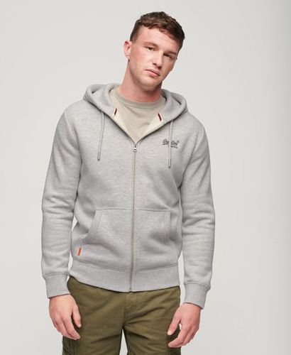 Men's Essential Logo Zip Hoodie Light Grey / Glacier Grey Marl - Size: XL - Superdry - Modalova