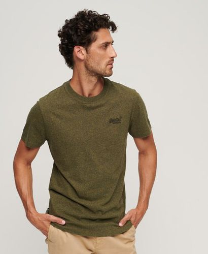 Men's Organic Cotton Essential Logo T-Shirt Green / Olive Fleck Marl - Size: L - Superdry - Modalova