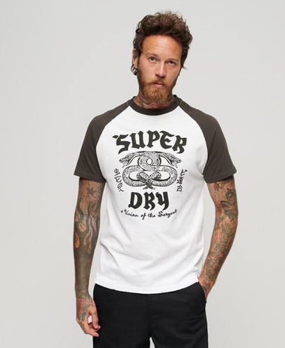 Men's Retro Rock Graphic Raglan T-Shirt / Optic /Carbon Grey - Size: XL - Superdry - Modalova