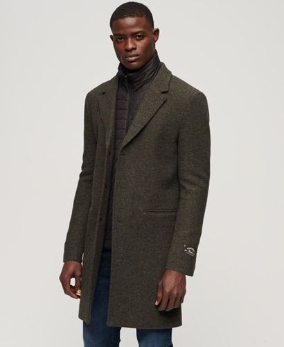 Men's 2 In 1 Wool Overcoat Green / Forest Green Tweed - Size: M - Superdry - Modalova