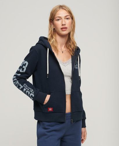 Women's Athletic College Zip Up Hoodie Navy / Eclipse Navy - Size: 10 - Superdry - Modalova