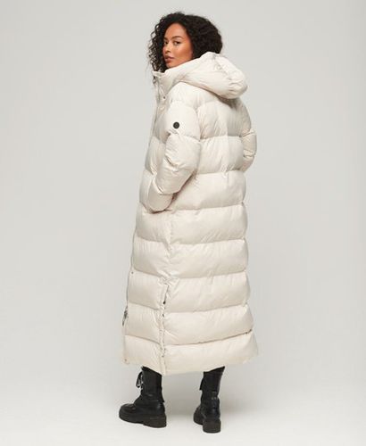 Women's Maxi Hooded Puffer Coat Beige / Rainy Day Grey - Size: 16 - Superdry - Modalova