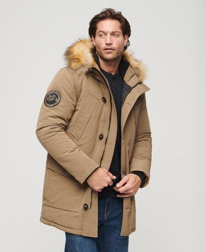 Men's Everest Faux Fur Hooded Parka Coat Brown / Sandstone Brown - Size: M - Superdry - Modalova