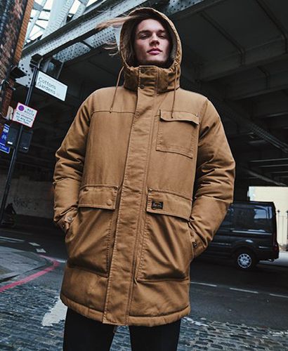Men's Workwear Hooded Parka Jacket Brown / Denim Co Tobacco Brown - Size: M - Superdry - Modalova
