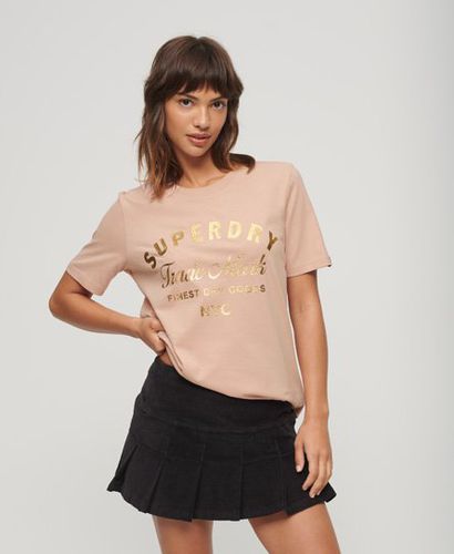 Damen Luxe T-Shirt mit Logo in Metallic-Optik Bedruckt, Größe: 36 - Superdry - Modalova
