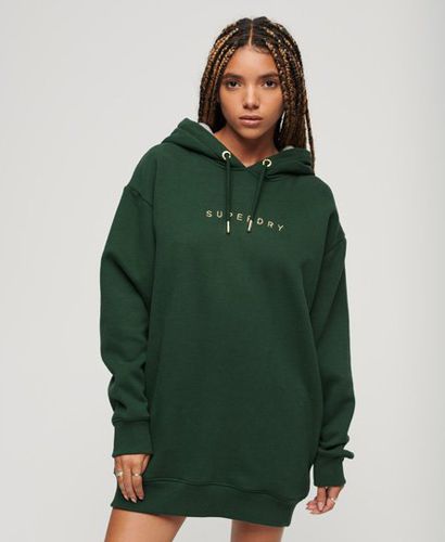 Women's Luxe Metallic Logo Hoodie Dress Green / Academy Green - Size: 6-8 - Superdry - Modalova