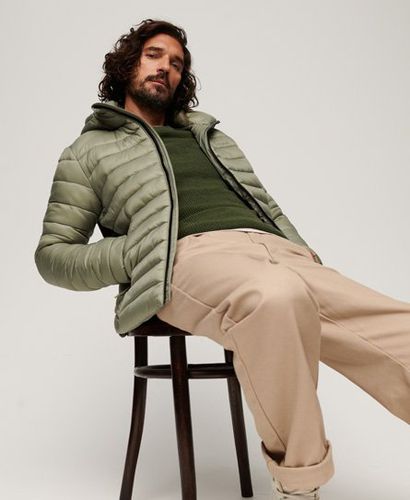 Men's Hooded Fuji Sport Padded Jacket Khaki / Light Khaki Green - Size: L - Superdry - Modalova