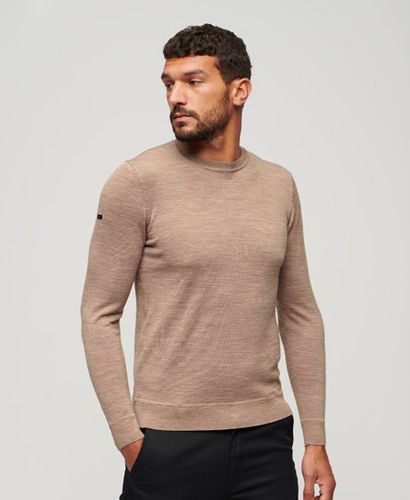 Men's Merino Crew Neck Jumper Beige / Camel Marl - Size: XL - Superdry - Modalova