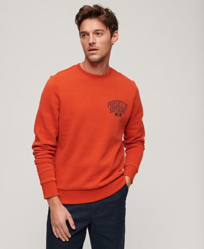 Men's Athletic Script Flock Sweatshirt Orange / Denim Co Rust Orange - Size: L - Superdry - Modalova