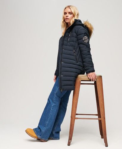 Women's Fuji Hooded Mid Length Puffer Coat / Nordic Chrome - Size: 10 - Superdry - Modalova