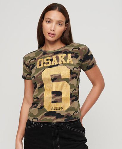 Women's Osaka 6 Camo 90's T-Shirt Khaki / Moss Khaki - Size: 14 - Superdry - Modalova