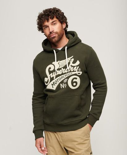 Men's Worker Scripted Embroidered Graphic Hoodie Green / Dark Grey Green - Size: L - Superdry - Modalova