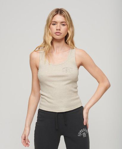 Women's Athletic Essentials Ribbed Vest Top / Oatmeal Marl - Size: 16 - Superdry - Modalova
