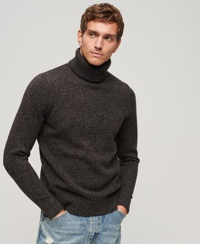 Men's Brushed Roll Neck Jumper Black / Liquorice Black Marl - Size: L - Superdry - Modalova