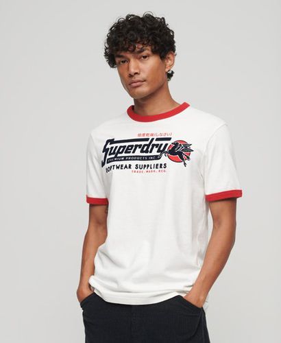 Men's Core Logo American Classic Ringer T-Shirt / Winter /Flare Red - Size: L - Superdry - Modalova