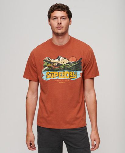 Men's Travel Postcard Graphic T-Shirt / Americana Marl - Size: M - Superdry - Modalova